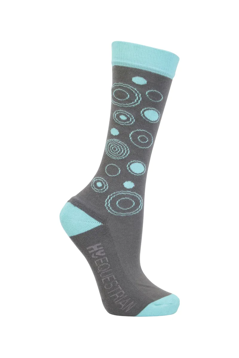 Hy Equestrian DynaMizs Ecliptic Socks - Pack of 3 - Mint/Grey-1